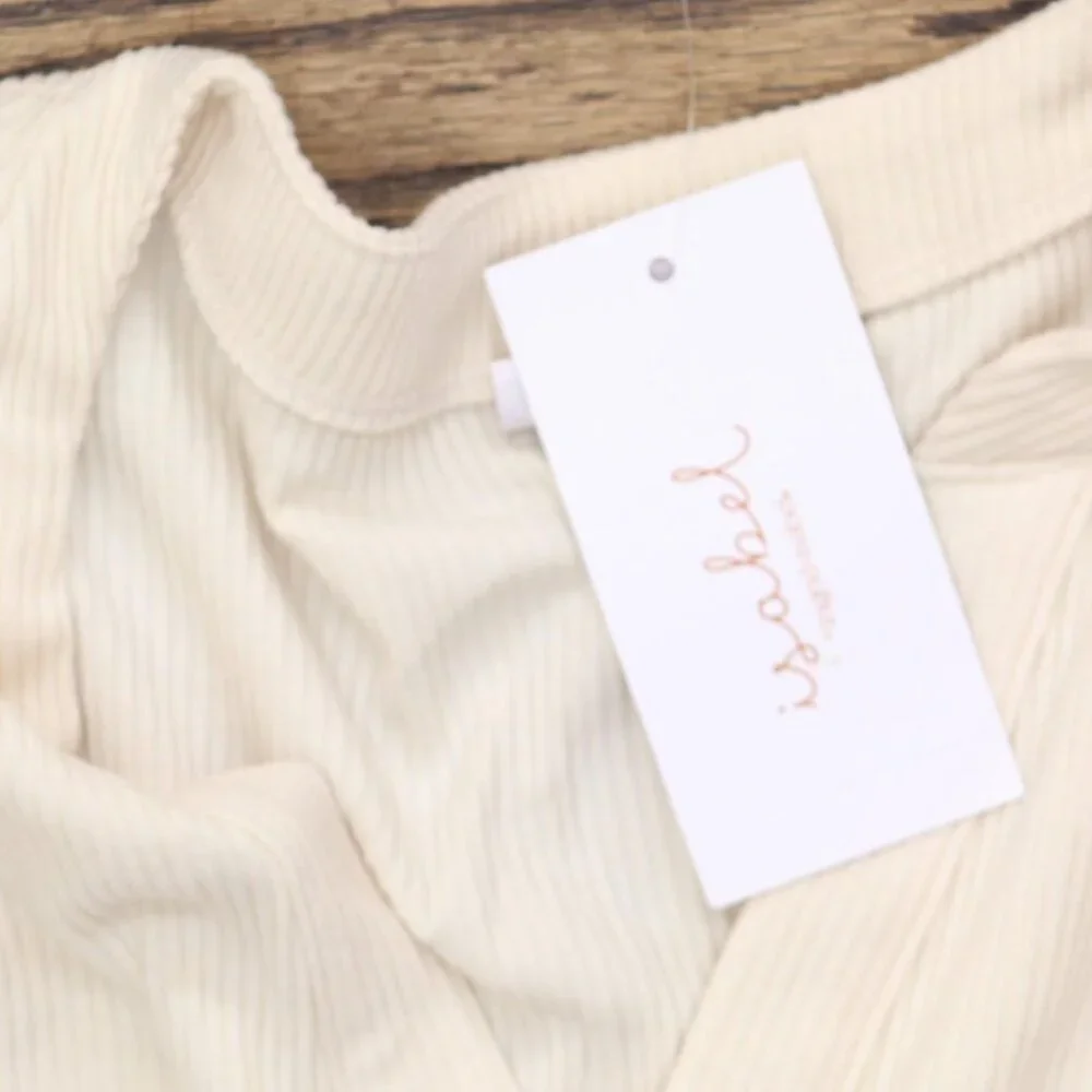 NEW Isabel Maternity By Ingrid & Isabel Maternity Ribbed Top Cream Off White L